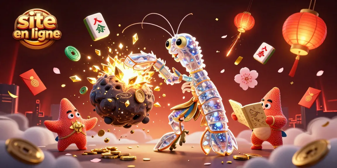Jouez sur le site casino en ligne avec une illustration 3D de personnages galactiques, gemmes dorées et symboles chanceux.