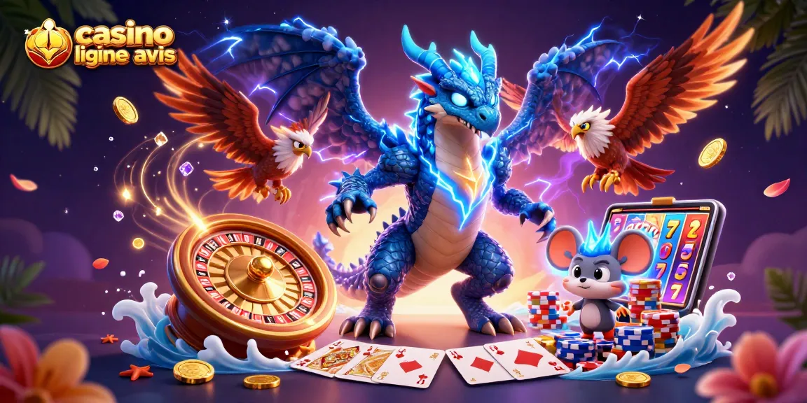 Casino en ligne avis : plongez dans l'univers féérique des jeux avec un dragon et un aigle.