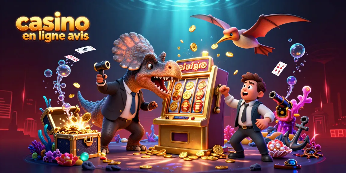 Évaluation des casinos en ligne avec une illustration d'un pachycéphalosaurus gagnant un jackpot.