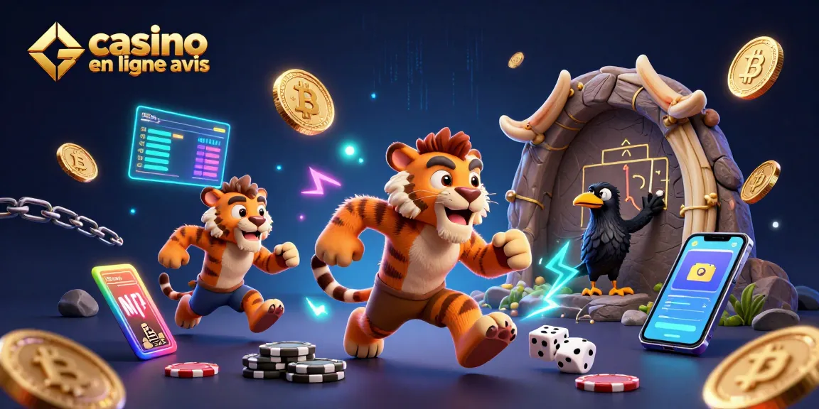 Découvrez le casino en ligne avis à travers cette illustration captivante alliant hommes des cavernes et crypto-monnaies.