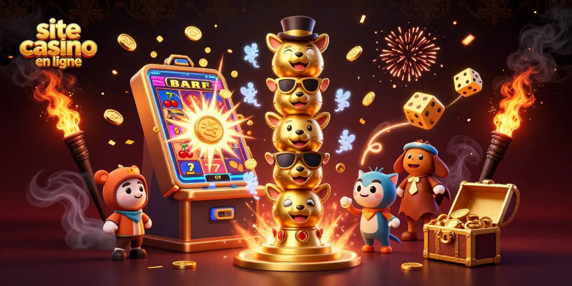 Profitez d'une scène captivante de site casino en ligne avec un totem et des machines à sous.