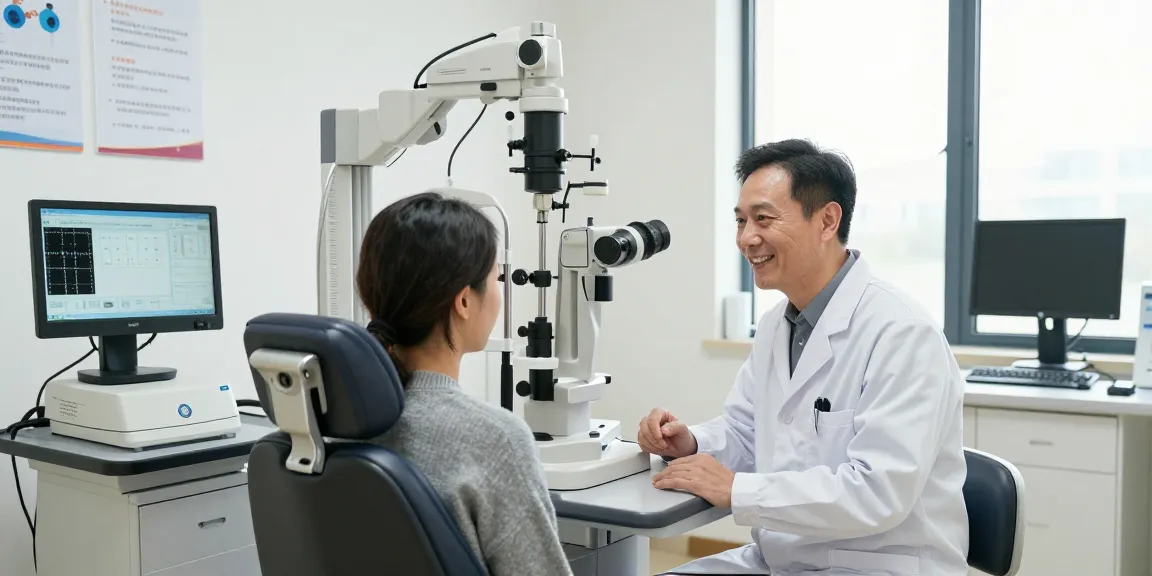 snuseoul: Patient consultation at a professional eye care clinic with advanced equipment and a welcoming atmosphere.