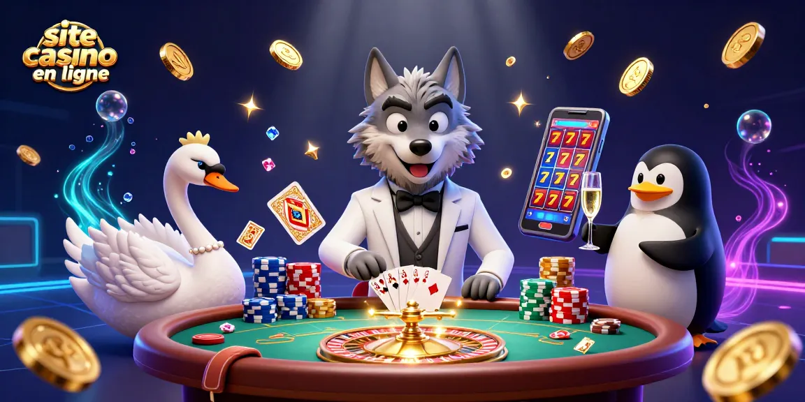 Visitez notre site casino en ligne avec un loup, un cygne et un pingouin à la table de baccarat.
