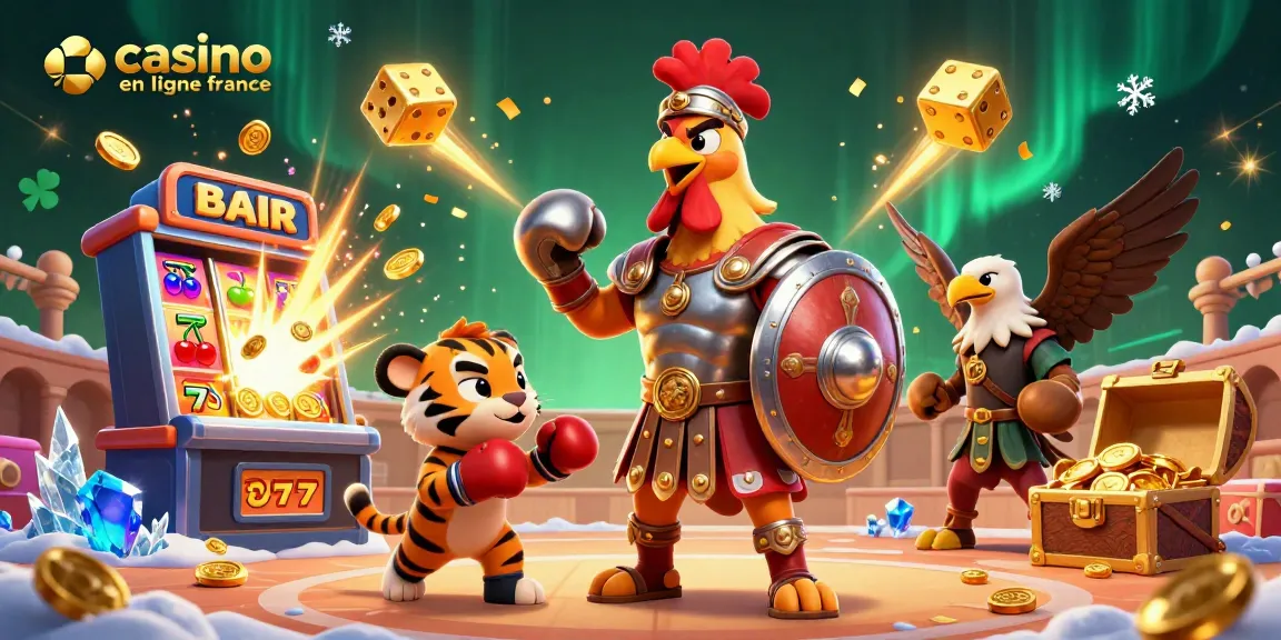 Jouez au casino en ligne France avec ce gladiateur et ses amis dans une scène animée pleine de récompenses.
