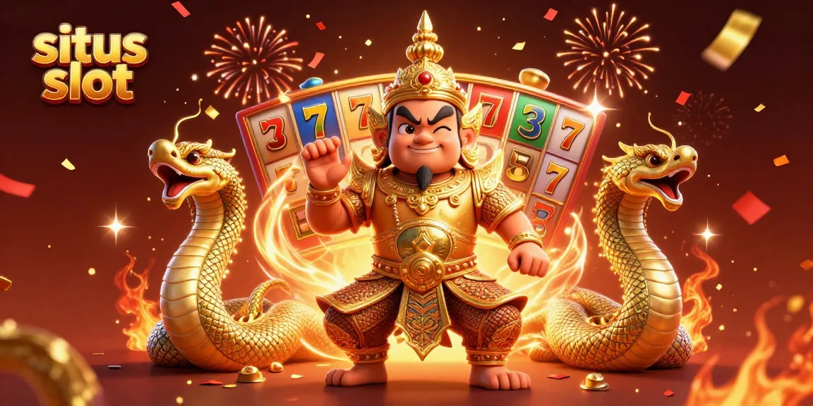 Experience the slot joy with situs slot featuring colorful reels and guardians celebrating wins.