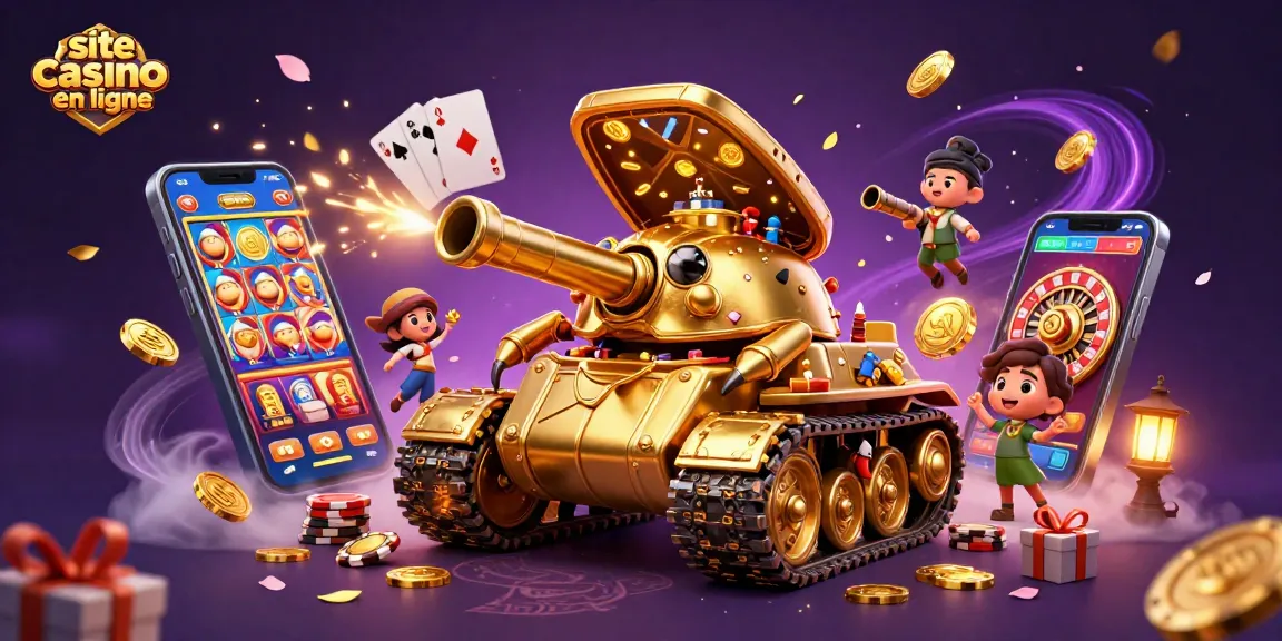 Découvrez un site casino en ligne avec des jeux captivants dans une illustration dynamique.