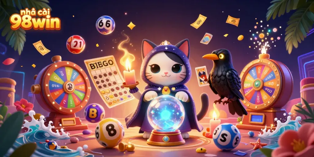 Engage with nhà cái 98win's vibrant gaming scene featuring dynamic characters and casino elements.