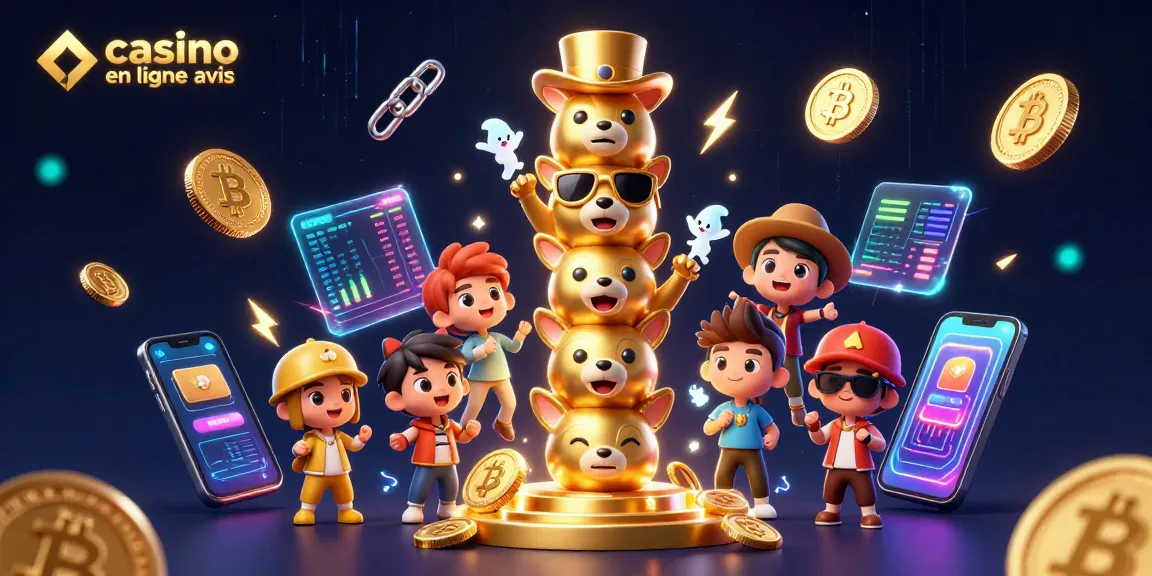 Casino en ligne avis : illustre une scène animée avec totem et éléments crypto.