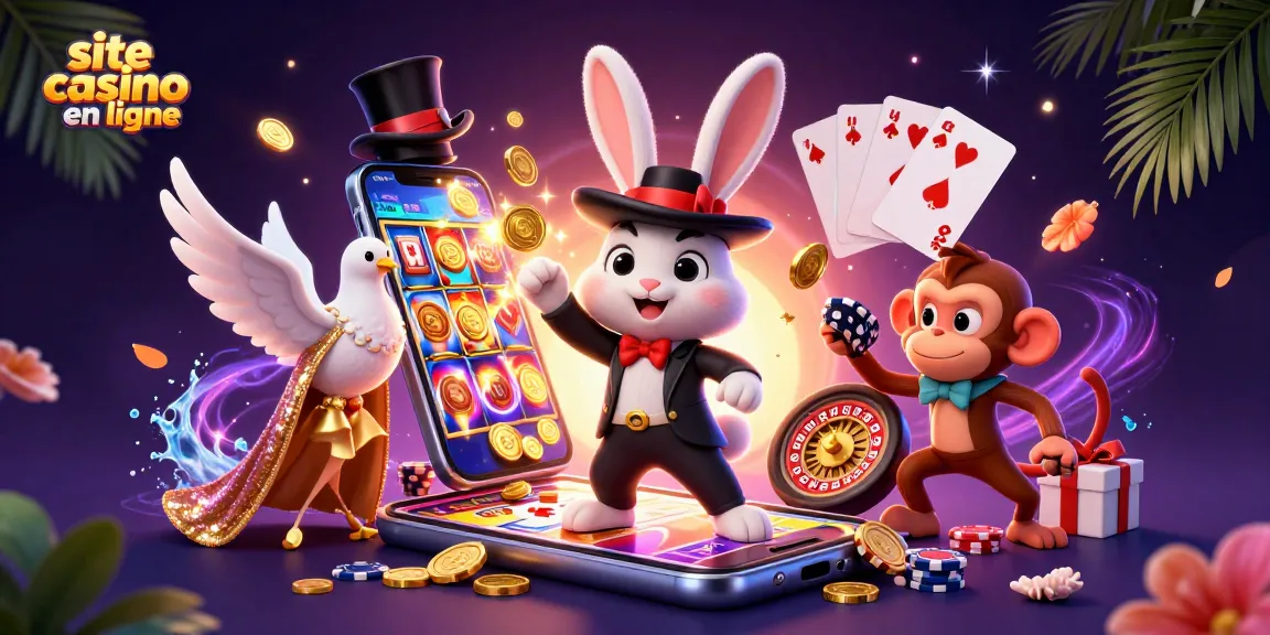 Jouer sur un site casino en ligne avec des pièces d'or, des cartes, et un smartphone montrant un jeu de machines à sous