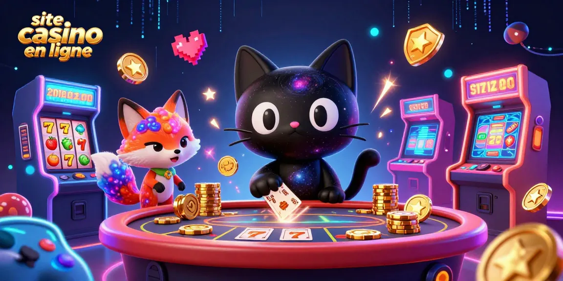 Jouer sur un site casino en ligne avec un chat noir cosmique et un renard nébuleux.