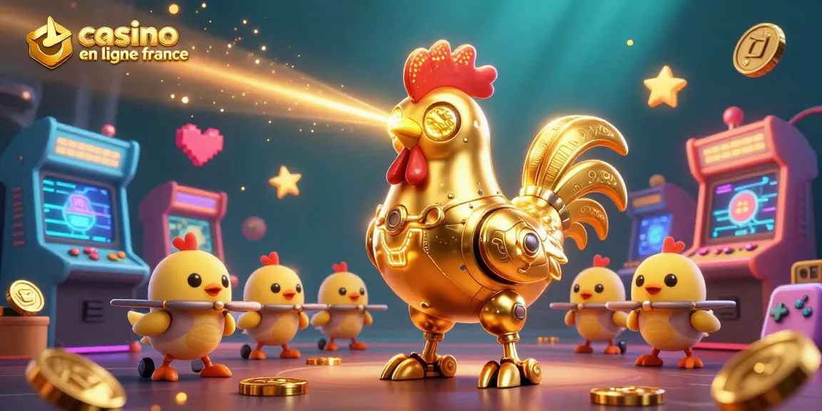 Jouez au casino en ligne France avec le robot coq doré et des jeux lumineux