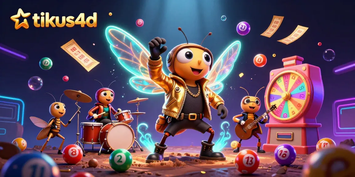 Engage with tikus4d in a vibrant, captivating scene featuring a cicada rock star and a lively lottery theme.