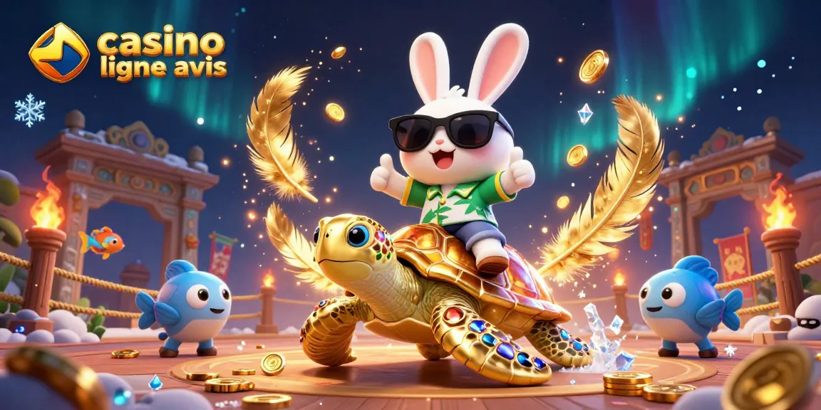 Découvrez les meilleures critiques de casino en ligne avec un lapin chanceux et une tortue dorée jouant ensemble.