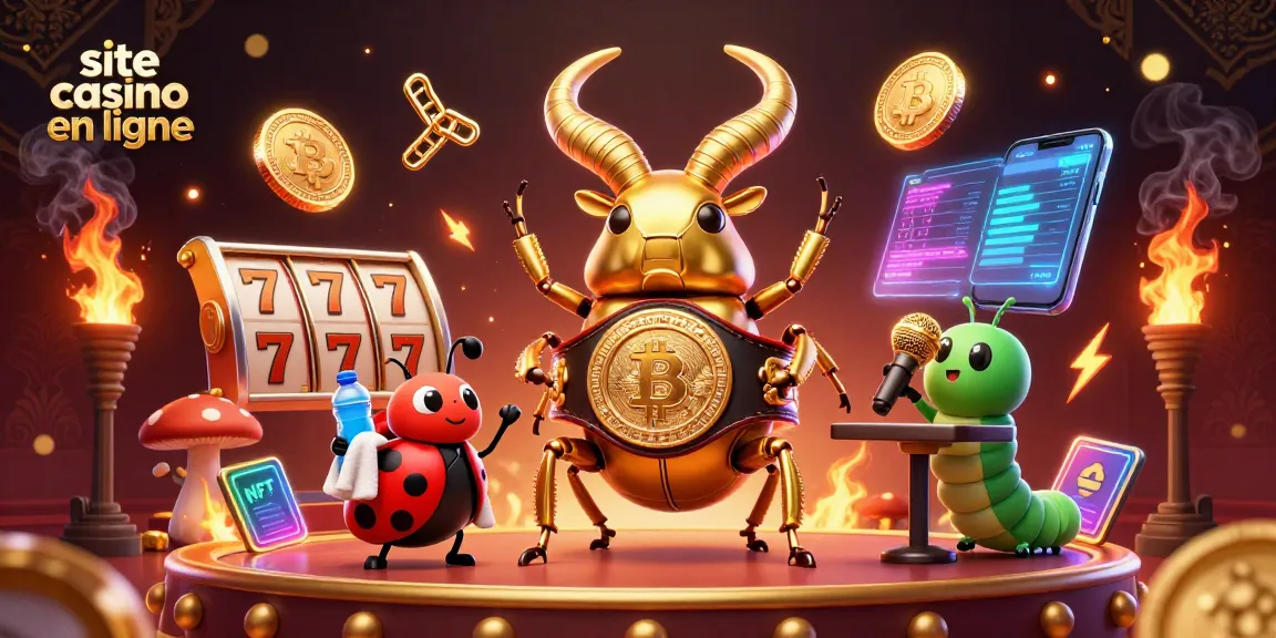 Visualisez le site casino en ligne avec des personnages animés riches en couleurs et des éléments de jeu captivants.
