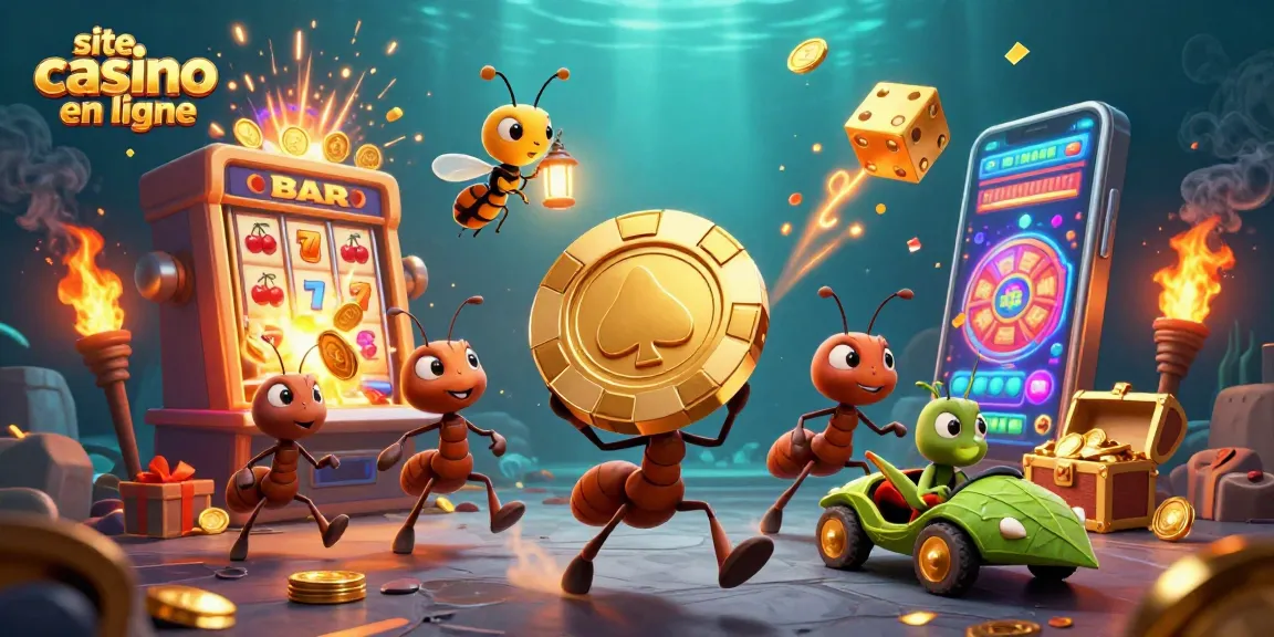 Soutenez votre jeu sur un site casino en ligne avec une équipe d'ants en mission audacieuse.