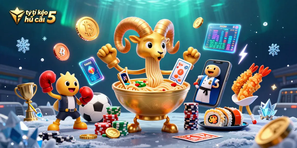 Engage in the excitement of tỷ lệ kèo nhà cái 5 through a vibrant casino-themed illustration.