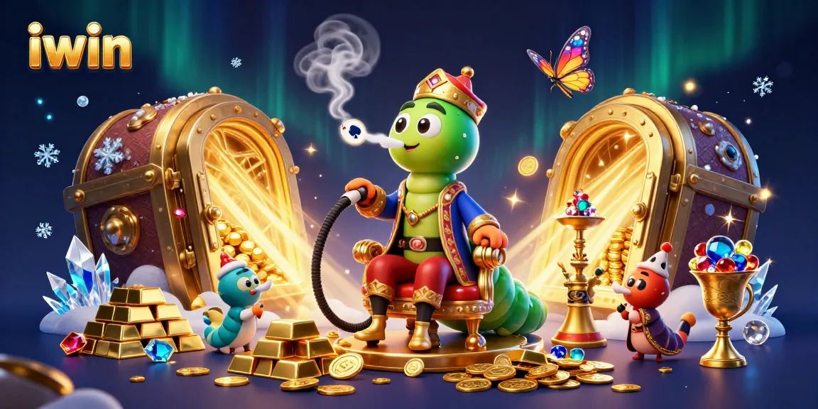 Win exciting games at iwin with the vibrant 3D illustration of casino treasures.