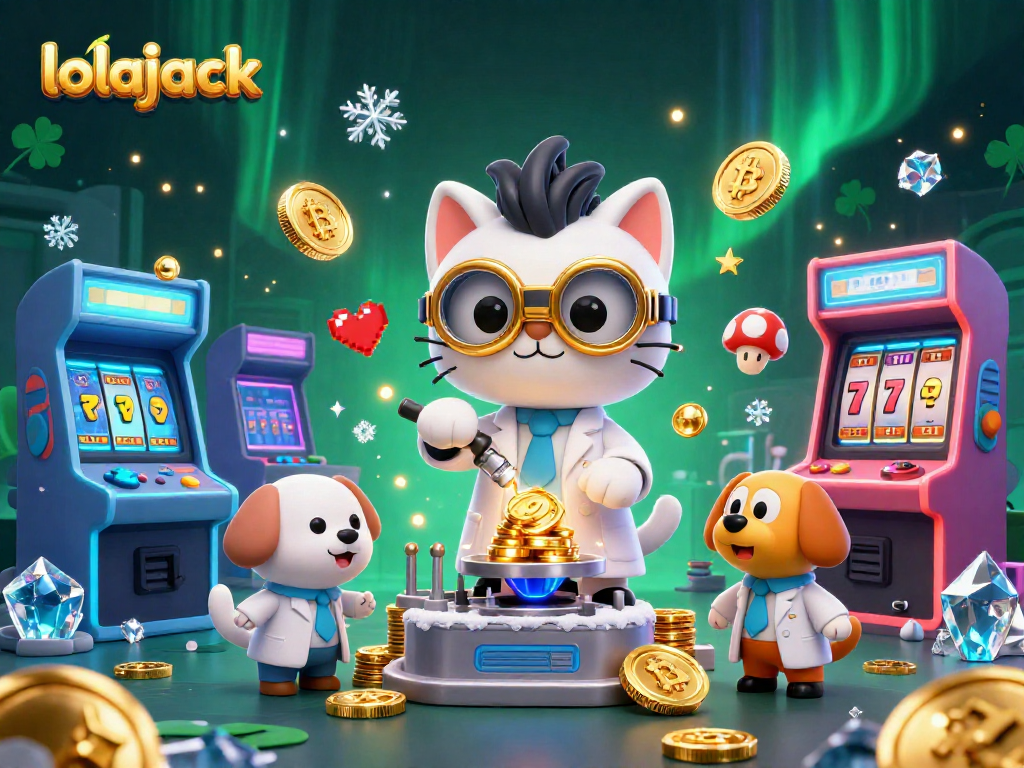 Experience the thrilling fun of lolajack bitcoin in this vibrant, animated casino scene!