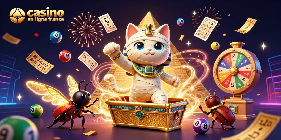 Jouez au casino en ligne France avec un chat momie égyptien et des éléments de casino captivants